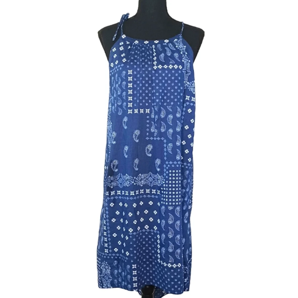 Old Navy Girls Bandana Print Cotton High Low Sun Dress Sz XL Navy Blue